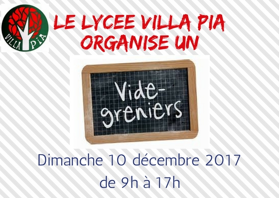 VIDE GRENIER – DIMANCHE 10 DÉCEMBRE 2017