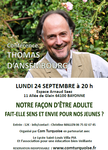 THOMAS D’ANSEMBOURG – CONFÉRENCE LUNDI 24 SEPT 2018